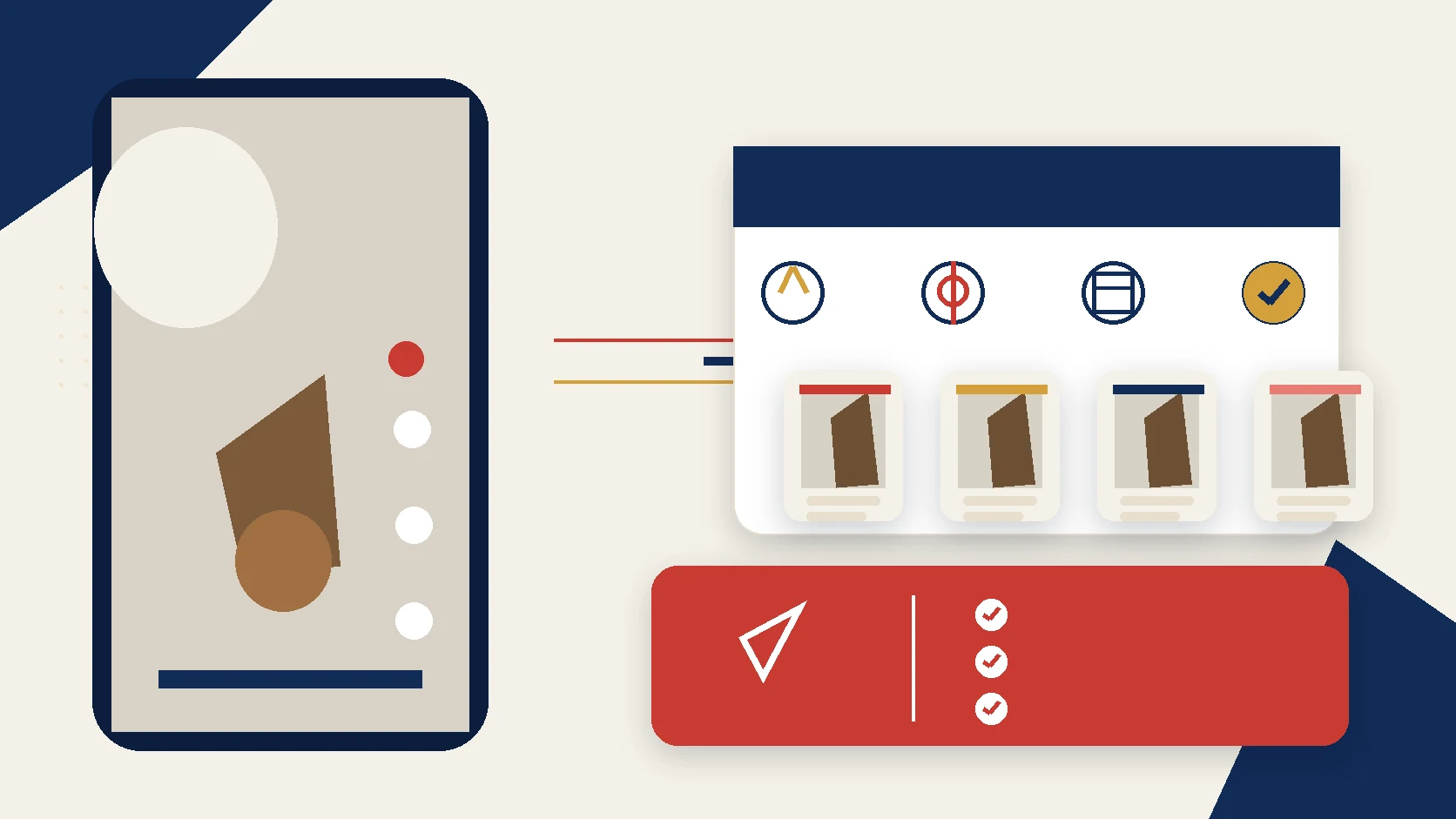 Editorial thumbnail showing a phone mockup, campaign workflow board, creative variations, and a human review banner in SigServe colors